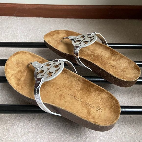 TORY BURCH Women Miller Cloud Goatskin Leather Logo Sandals - NEW NWOB - Picture 4 of 8